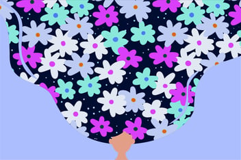 illustration of woman with flowers in her hair